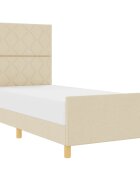 vidaXL Ágykeret fejtámlával Krém 100 x 200 cm szövet