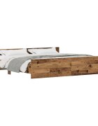 vidaXL Ágykeret fejtámlával Öreg fa 203 x 203 x 50 cm Szerelt Fa