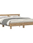 vidaXL Ágykeret LED szalagokkal Artisan tölgy 180 x 200 cm Szerelt Fa