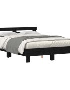 vidaXL Ágykeret LED szalagokkal Fekete tölgy 140 x 200 cm Szerelt Fa
