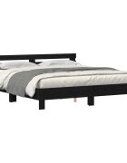 vidaXL Ágykeret LED szalagokkal Fekete tölgy 200 x 200 cm Szerelt Fa
