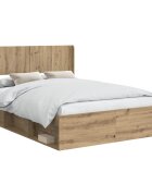 vidaXL Ágykeret tárolóval és fejtámlával Kézműves Tölgy 150 x 200 cm