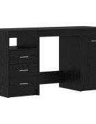 vidaXL Asztal fiókkal 2 db Fekete tölgy 140 x 50 x 76 cm Szerelt Fa