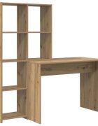vidaXL Asztal polcokkal Artisan tölgy 1385 x 55 x 143 cm Szerelt Fa