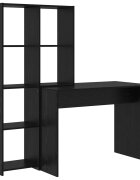 vidaXL Asztal polcokkal Fekete tölgy 1385 x 55 x 143 cm Szerelt Fa