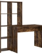 vidaXL Asztal polcokkal Füstölt tölgy 1385 x 55 x 143 cm Szerelt Fa