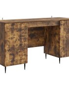 vidaXL Asztal polcokkal Füstös Tölgy 1425 x 50 x 75 cm Szerelt Fa