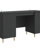 vidaXL Asztal polcokkal tárolóval Fekete 1425 x 50 x 75 cm Szerelt Fa