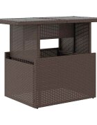 vidaXL barna polyrattan üveglapos kerti asztal 100 x 55 x 73 cm