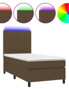 vidaXL barna szövet rugós és LED-es ágy matraccal 80 x 200 cm