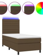 vidaXL barna szövet rugós és LED-es ágy matraccal 80 x 200 cm