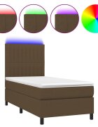 vidaXL barna szövet rugós és LED-es ágy matraccal 80 x 200 cm