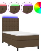 vidaXL barna szövet rugós és LED-es ágy matraccal 80 x 200 cm