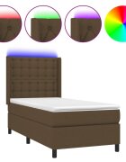 vidaXL barna szövet rugós és LED-es ágy matraccal 80 x 200 cm