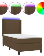 vidaXL barna szövet rugós és LED-es ágy matraccal 80 x 200 cm