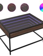 vidaXL barna tölgy végtelen hatású LED-es dohányzóasztal 70x50x41 cm