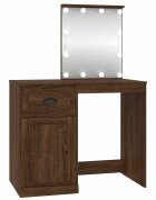 vidaXL barna tölgyszínű szerelt fa pipereasztal LED-del 90x50x1325 cm