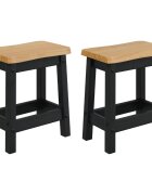 vidaXL Bárszék EKAI 2 db Fekete 40 x 29 x 455 cm Tömör Fenyőfa