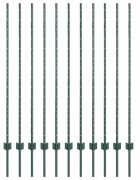 vidaXL Beágyazott kerítésoszlop 11 db Zöld 180 cm Porszórt acél