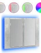 vidaXL betonszürke akril LED-es tükrös fürdőszobaszekrény 60x12x45 cm