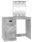vidaXL betonszürke szerelt fa pipereasztal LED-del 90 x 50 x 1325 cm