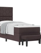 vidaXL Boxrugós ágy fejtámlával Sötét Barna 80 x 200 cm szövet