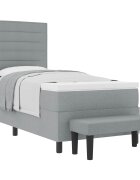 vidaXL Boxrugós ágy fejtámlával Világosszürke 80 x 200 cm szövet