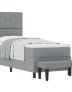 vidaXL Boxrugós ágy fejtámlával Világosszürke 80 x 200 cm szövet