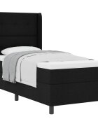 vidaXL Boxrugós ágy párnával fejtámlával Fekete 200 x 80 cm szövet