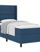vidaXL Boxrugós ágy párnával fejtámlával Kék 200 x 80 cm szövet