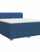 vidaXL Boxspring ágy matraccal LED szalagokkal Kék 140 x 200 cm Szövet