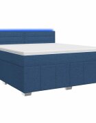 vidaXL Boxspring ágy matraccal LED szalagokkal Kék 140 x 200 cm Szövet