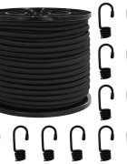 vidaXL Bungee Kötél Horgokkal 80 mm Fekete PP és gumi