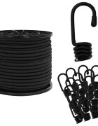 vidaXL Bungee Kötél Horgokkal 80 mm Fekete PP és gumi