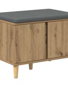 vidaXL Cipőpad Párnával Kézműves Tölgy 60 x 38 x 46 cm Szerelt Fa