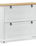 vidaXL Cipőszekrény Corona Fehér 99 x 32 x 85 cm Tömör fenyőfa