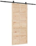 vidaXL Csúszó ajtó 100 x 208 cm Tömör Fenyőfa Természetes