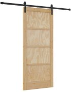 vidaXL Csúszó ajtó 86 x 1985 cm Tömör Fenyőfa Természetes és Fekete