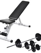 vidaXL edzőpad egykezes és kétkezes súlyzókészlettel 305 kg