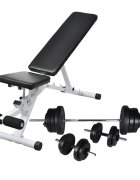 vidaXL edzőpad egykezes és kétkezes súlyzókészlettel 605 kg