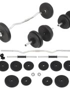 vidaXL egykezes és kétkezes súlyzó szett 30 kg