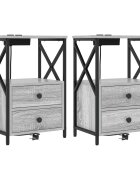 vidaXL Éjjeliszekrény 2 db Szürke Sonoma 40 x 31 x 60 cm Szerelt Fa