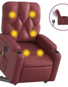 vidaXL elektromos bordó műbőr felállást segítő dönthető masszázsfotel