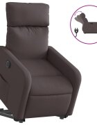 vidaXL elektromos felállást segítő sötétbarna szövet dönthető fotel