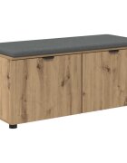 vidaXL Előtér pad Kézműves Tölgy 100 x 38 x 46 cm Műanyag Fa és Szövet