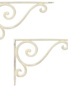 vidaXL Fal polc tartók 2 db Antik fehér 235 x 28 x 35 cm Acél