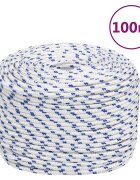 vidaXL fehér polipropilén hajókötél 10 mm 100 m