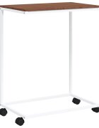 vidaXL fehér szerelt fa kisasztal kerekekkel 55x35x70 cm