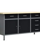 vidaXL fekete acél munkapad 160 x 60 x 85 cm