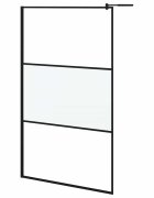 vidaXL fekete ESG tejüveg zuhanyfal küszöb nélküli zuhanyhoz 115x195cm